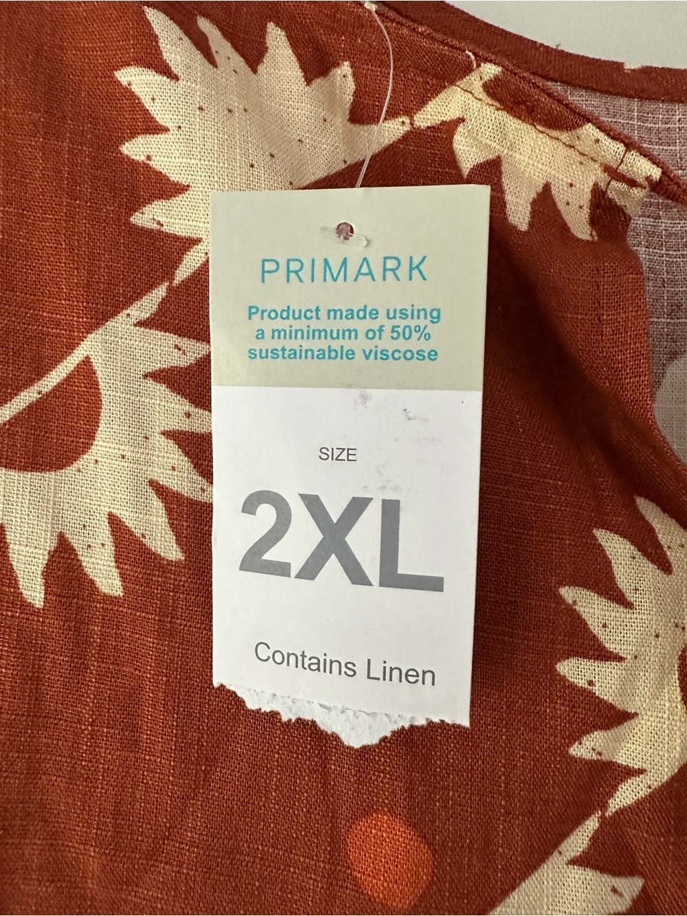 π» NWT Primark Burnt Orange Sunflower Print Cold Shoulder Blouse US XL - Picture 3 of 12